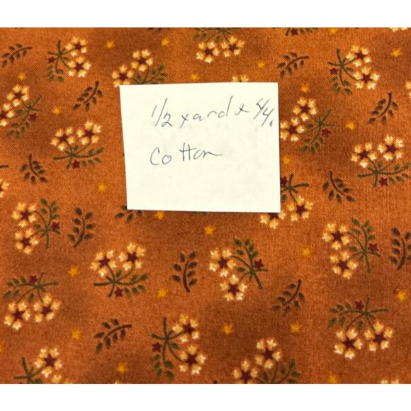 Henry Glass Fabric 1419 Wit & Wisdom 1/2 yard Cotton Floral Pattern Rust Orange - Picture 4 of 12
